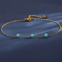 turquoise anklet summer european and american fashion simple personality stainless steel anklet titanium steel jewelry