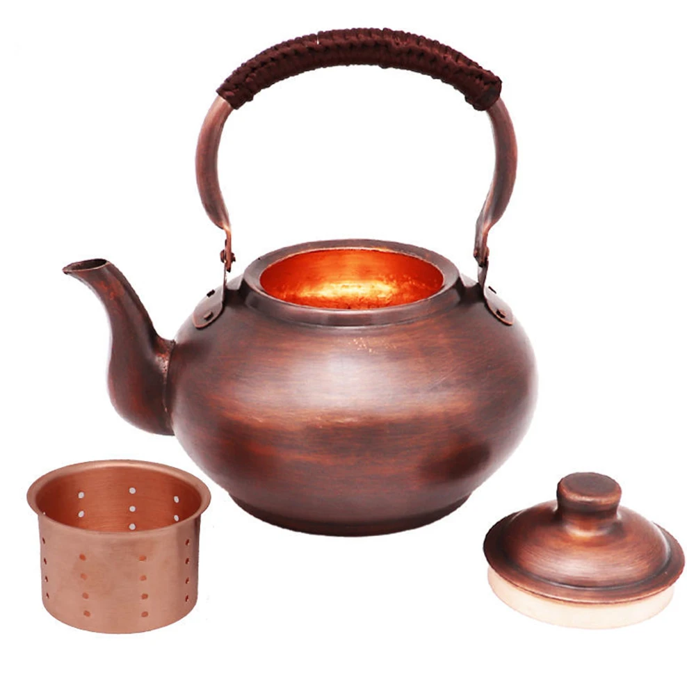 

1.2L Chinese Red Copper Teapot Handmade Brew Tea Pot With Filter Boiling Kettle For Restaurant Health Teapot