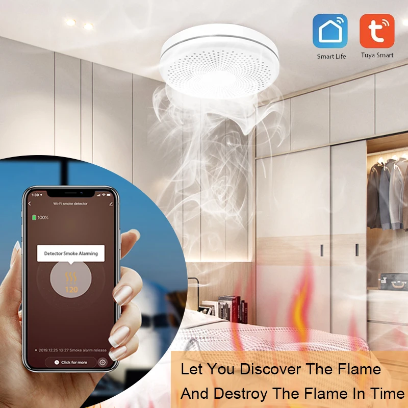 

Tuya WiFi Smoke & Carbon Monoxide Composite Home Security Fire Alarm Sensor Smoke Co Gas Detector Works With Smart Life APP