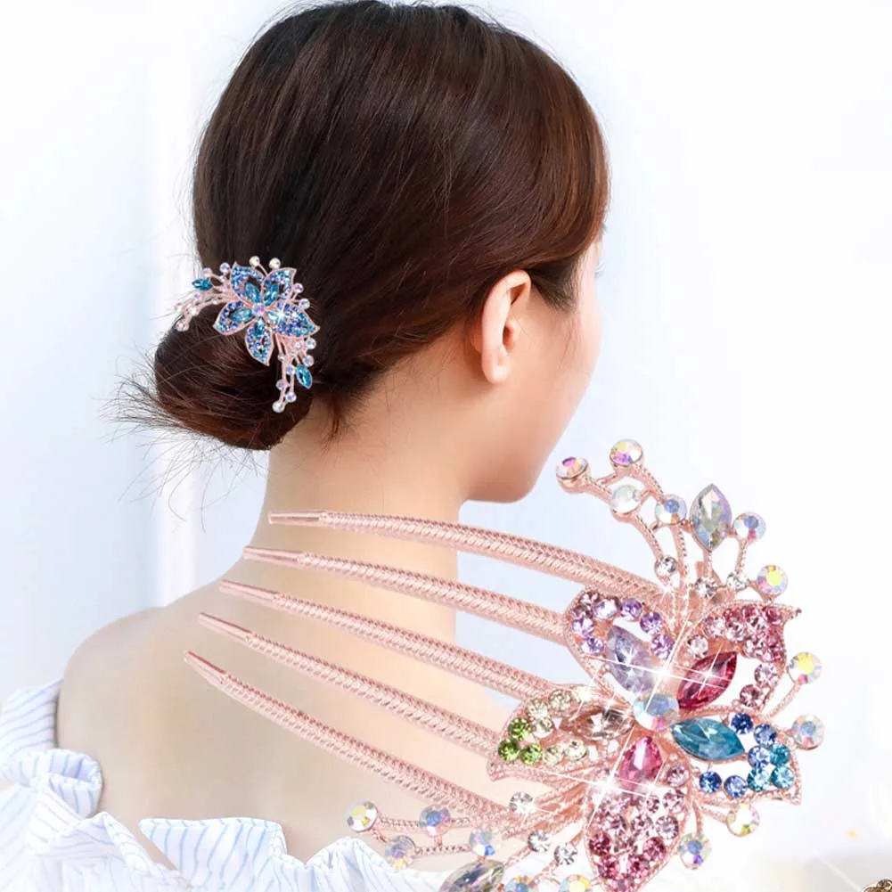 

Модная расческа для волос вставка для волос с пятью зубьями цветок кристалл свадебные аксессуары для волос для женщин Роскошные Стразы сва...