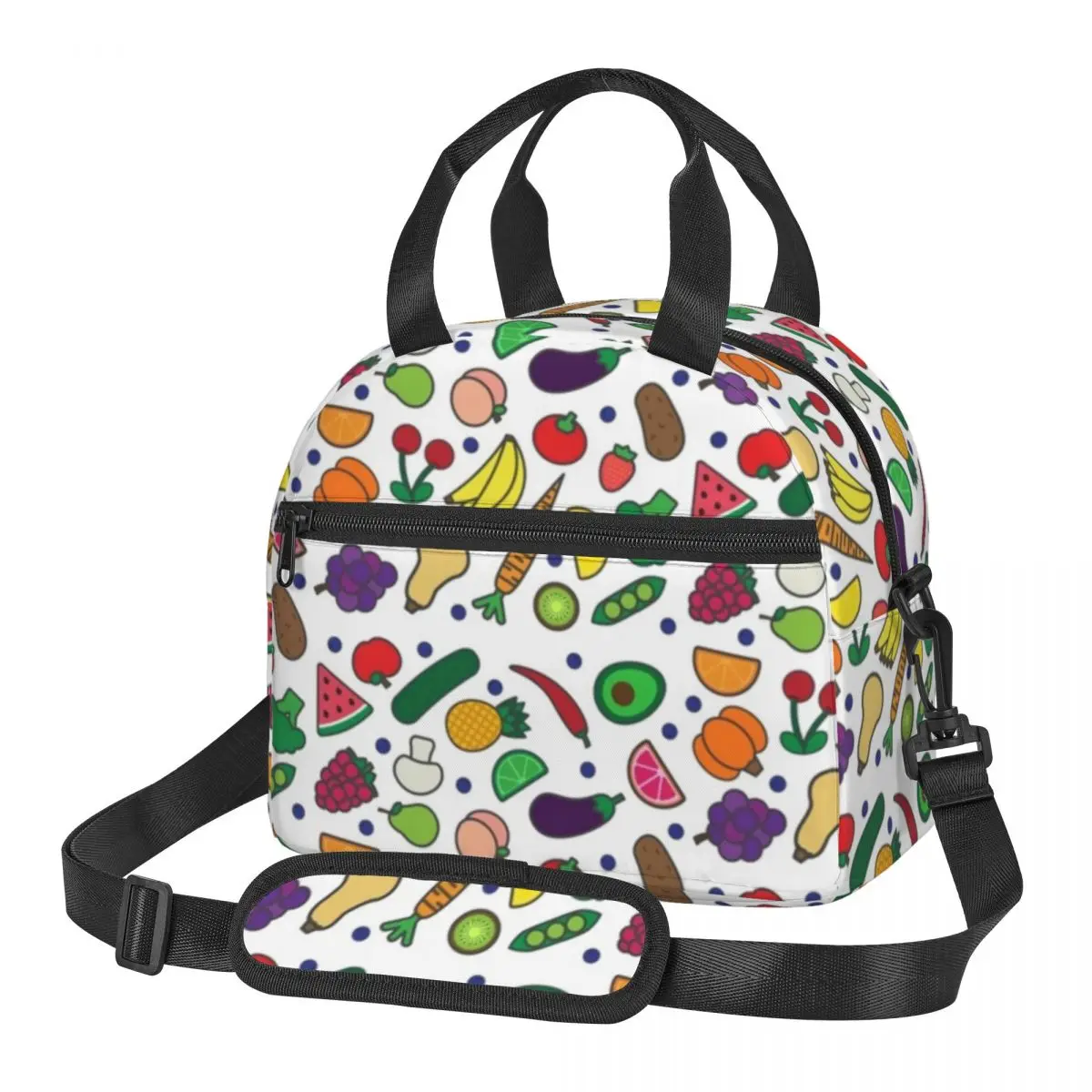 

Fruit And Veggie Lunch Bag with Handle Avocado Print Modern Cooler Bag Carry Work Food Thermal Bag