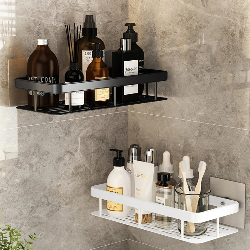

Bathroom Shelves No Drill Corner Shelf Shower Makeup Storage Rack Holder Toilet Organizer Wall Rack Bathroom Accessories