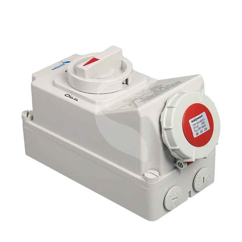 

CEE/IEC Socket with switches and Mechanical Interlock ip67 industrial socket 400-450V 32A 4p