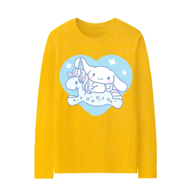 

Sanrio T-Shirt Women Long Sleeve Kawaii Cinnamonroll Kuromi Hellokitty Mymelody Purin Cartoon Cartoon Printed Clothes
