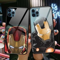 iron man glass case for iphone 13 12 11 pro max 12pro xs max xr x 7 8 plus se 2020 mini case tempered back cover