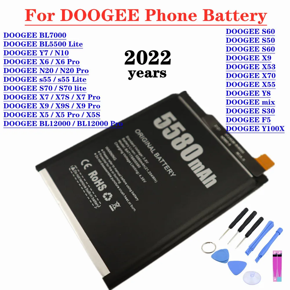 Batería Original 2022 nueva para teléfono DOOGEE S30 S50 S60 N20 BL12000 Pro BL5500 s55 S70 lite X53 X70 Y100X X7S X9S X5 X6 X7 X9 Pro