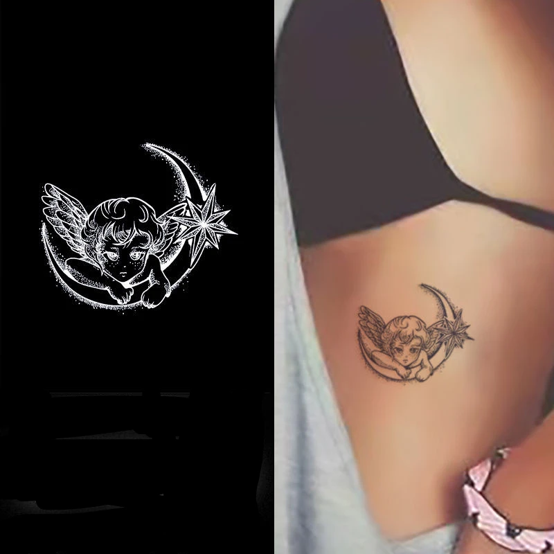 

2022 New Cute Moonlight Elves Art Waterproof Juice Tattoo Stickers for Woman Man Body Temporary Tattoo Arm Fake Tattoo