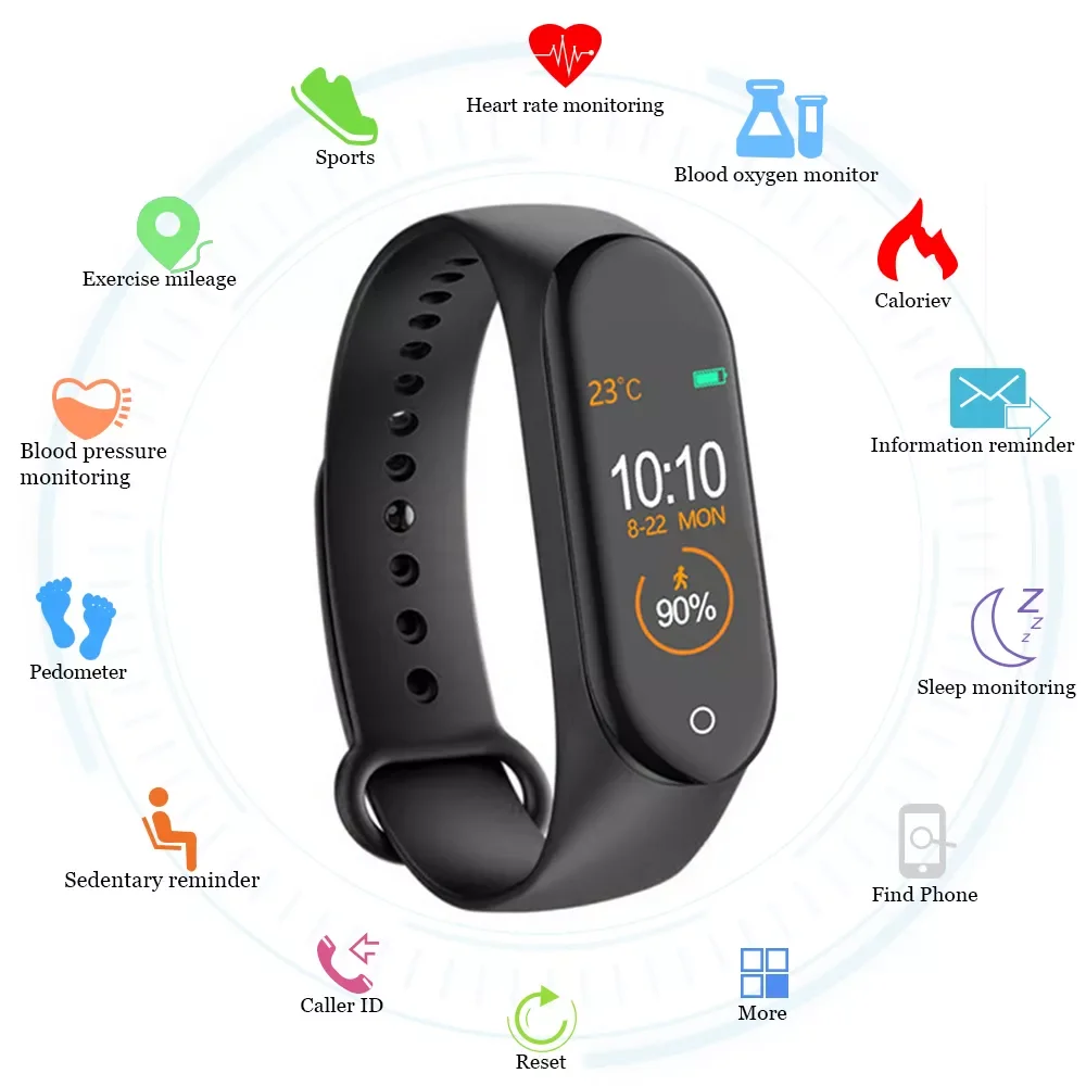 

M4 Smart Bracelet Sport Smart Watch For Men Women Heart Rate Blood Pressure Smartband Monitor Health Wristband Fitness Tracker