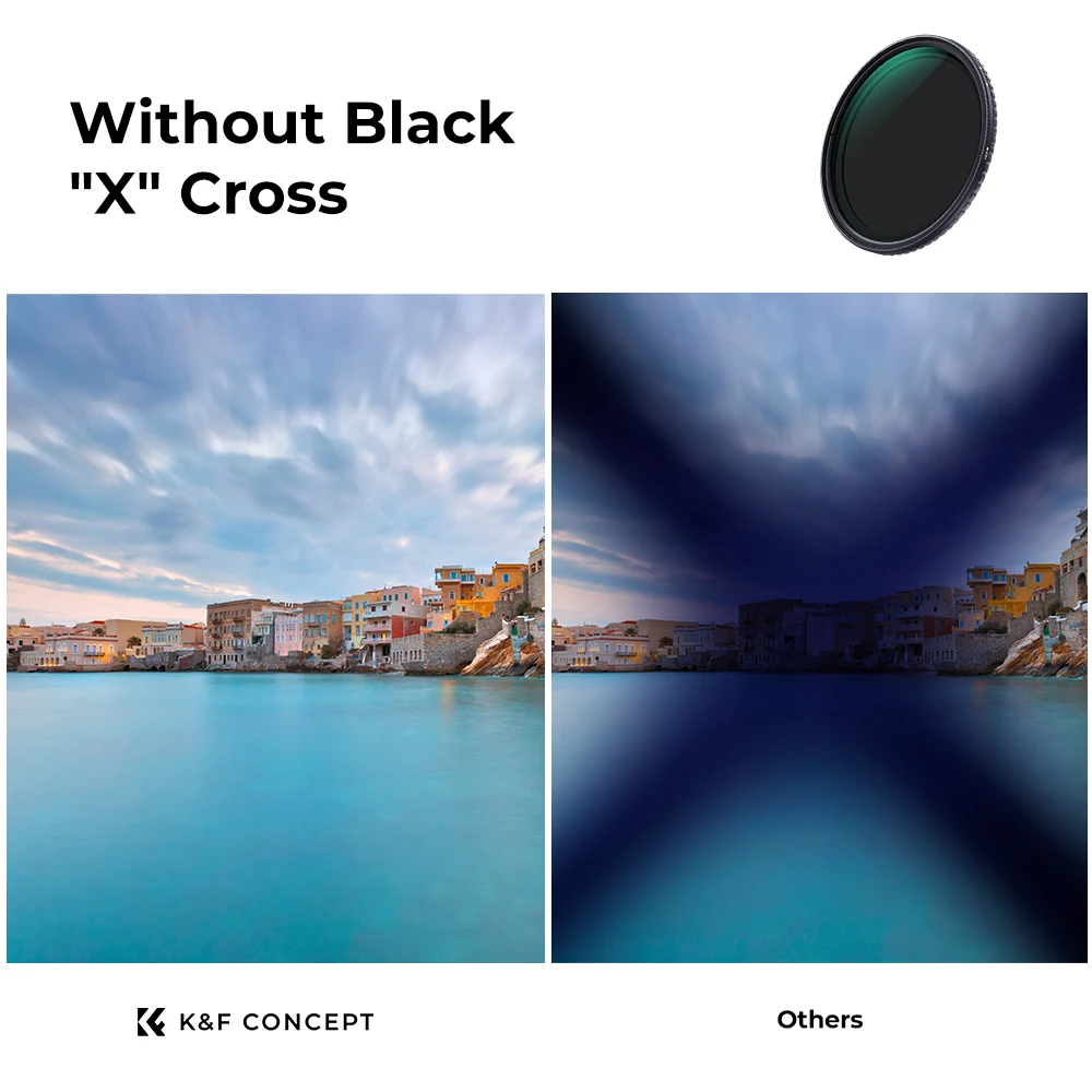 Фото K&F Concept NANO-X ND2-32 переменный ND-фильтр 37-82 мм, без X-образного крестовидного узора, 28-слойное покрытие, для пейзажной фотографии с длительной экспозицией №2