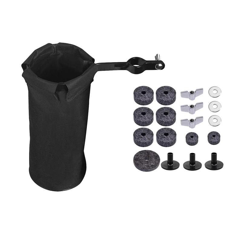 

18Pcs Drum Set Cymbal Replacement Parts Accessories & 1X Drum Stick Holder Moisture Proof Drumstick Bag