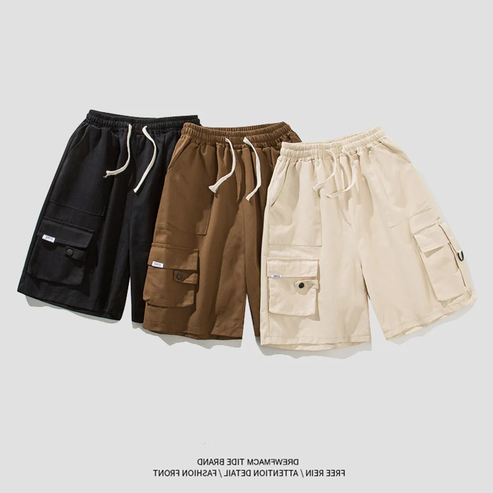 

Шорты LUCLESAM мужские прямые хлопковые, спортивные штаны в пятиконечном стиле, Свободные повседневные тонкие шорты в ретро стиле, на лето