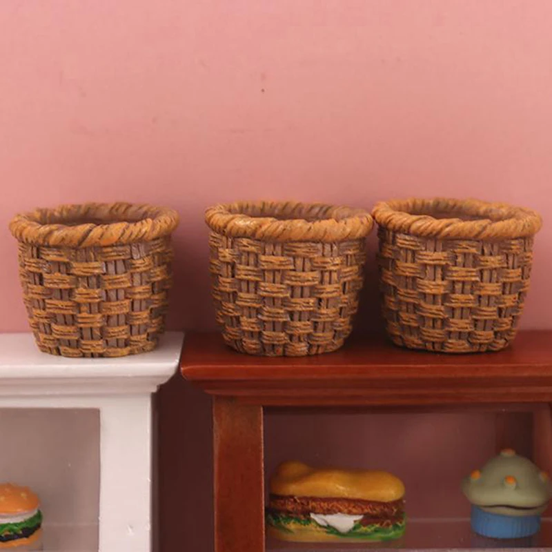 

1Pc 1:12 Dollhouse Miniature Resin Basket Model Dolls Kitchen Accessories