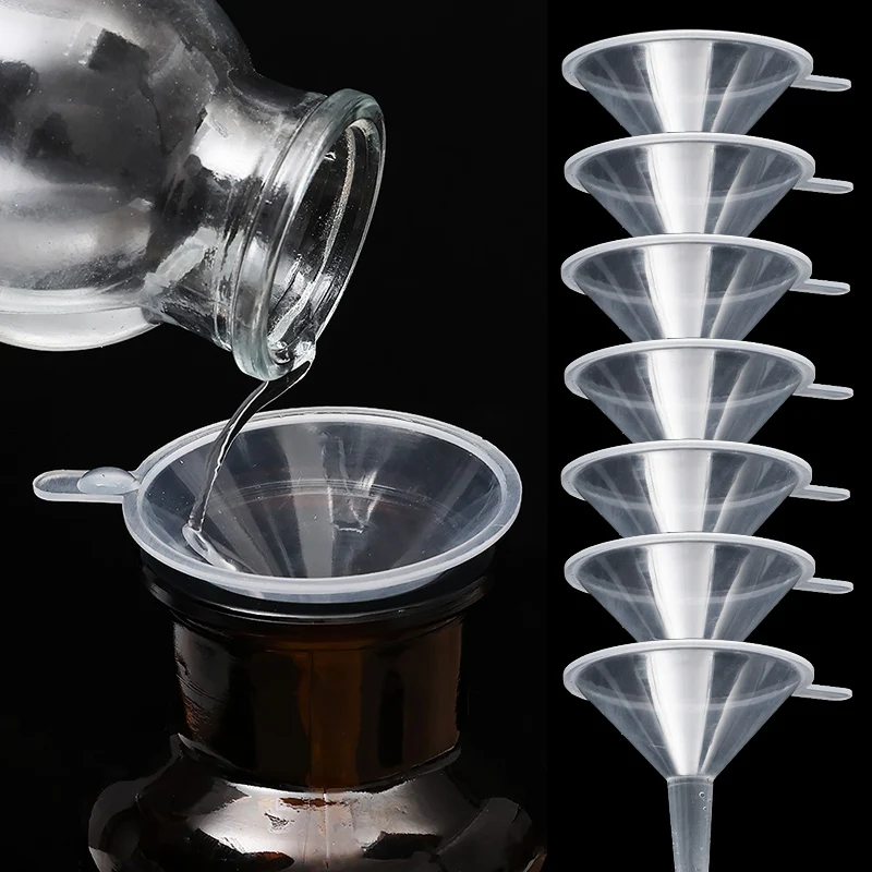 

10PCS Mini Plastic Funnel Small Mouth Liquid Oil Funnel Transparent Funnel Laboratory Supplies Tool School Experimental Supplies