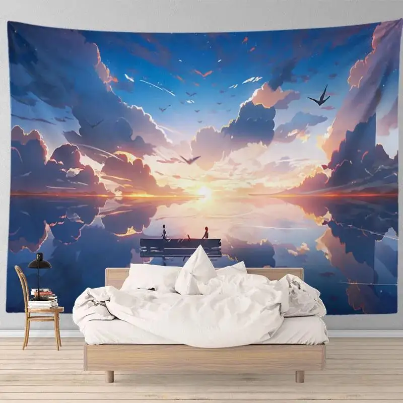 

Japanese Scenery Super Large Tapestry Bedroom Room Decoration Transformation Bedside Tapestries Background Wall Hanging Cloth