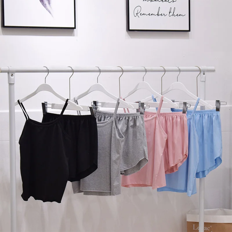 

Пижамный комплект майка шорты Ночная одежда пижамы для женщин Летняя Хлопковая пижама сексуальная