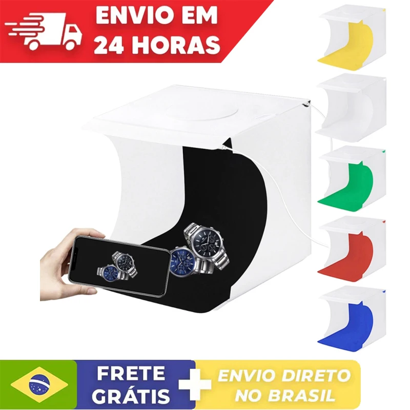 

2022 Mini Folding Lightbox Photo Studio Box Tabletop Shooting Light Box Tent Photography Box 6 Color Backdrops Softbox Set