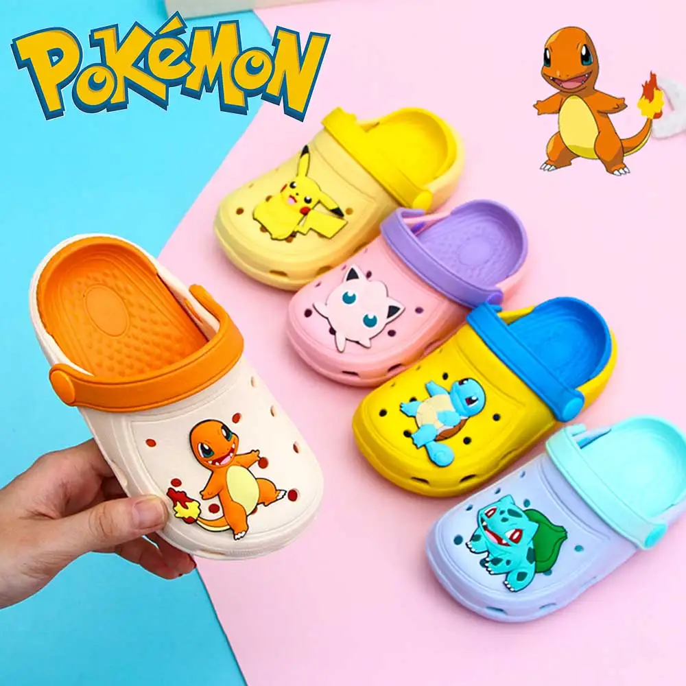 Pokemon Sandals Hole Shoes Beach Bulbasaur Jigglypuff Charmander Pikachu Squirtle Sandals Home Slippers Summer Shoes Kids Gifts