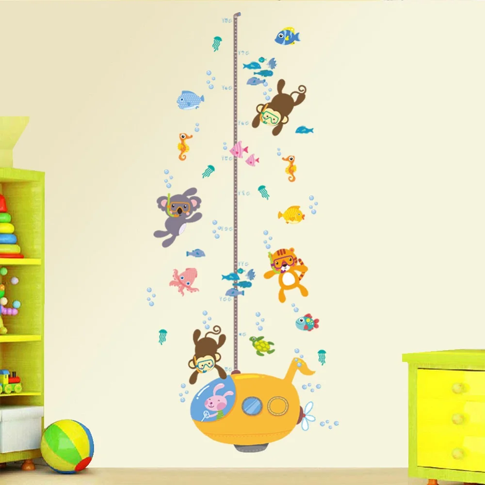 

26 English Alphabet Cartoon Letters Forest Monkey Tiger Koala Fish Swim For Kids Rooms Children Height Measure Growth Chart Hom