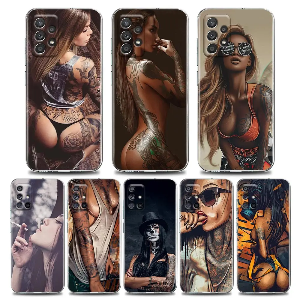 

Sexy Smoking Tattoo Girl Phone Case for Samsung A01 A11 A12 A13 A22 A23 A31 A32 A41 A51 A52 A53 A71 A72 A73 4G 5G TPU Case