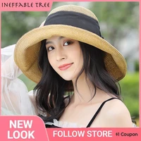 japanese bow straw hat wide brim women shaping summer sun hats for girls uv protection upf 50 vacation beach party elegant caps