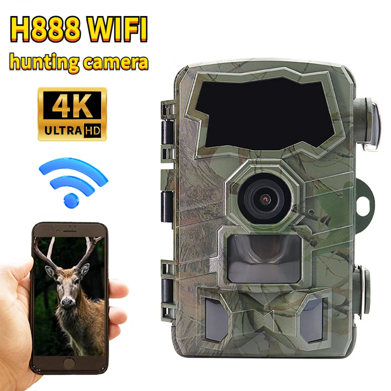 

H888 WIFI Wildlife Trail Camera Photo Traps Night Vision 32MP 4K Hunting Cameras Wireless Tracking Surveillance IP66 Waterproof