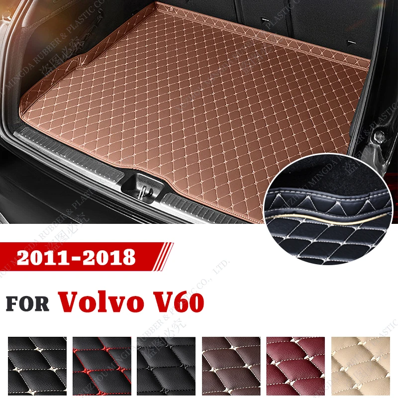 LUTEHIL Custom Car trunk mat For Volvo V60 2011 2012 2013 2014 2015 2016 2017 2018 High quality Leather Non-Slip Bottom mats