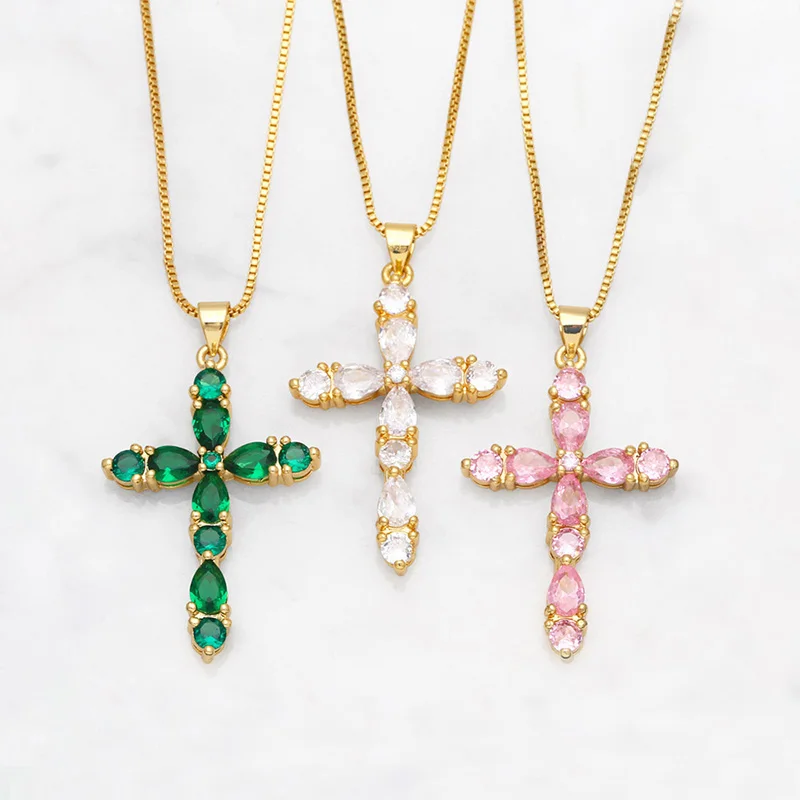 

Classic Fashion AAA Cubic Zirconia Cross Necklace for Women Ins Hip Hop Fashion Choker Luxury Jewelry Accessories Wholesale