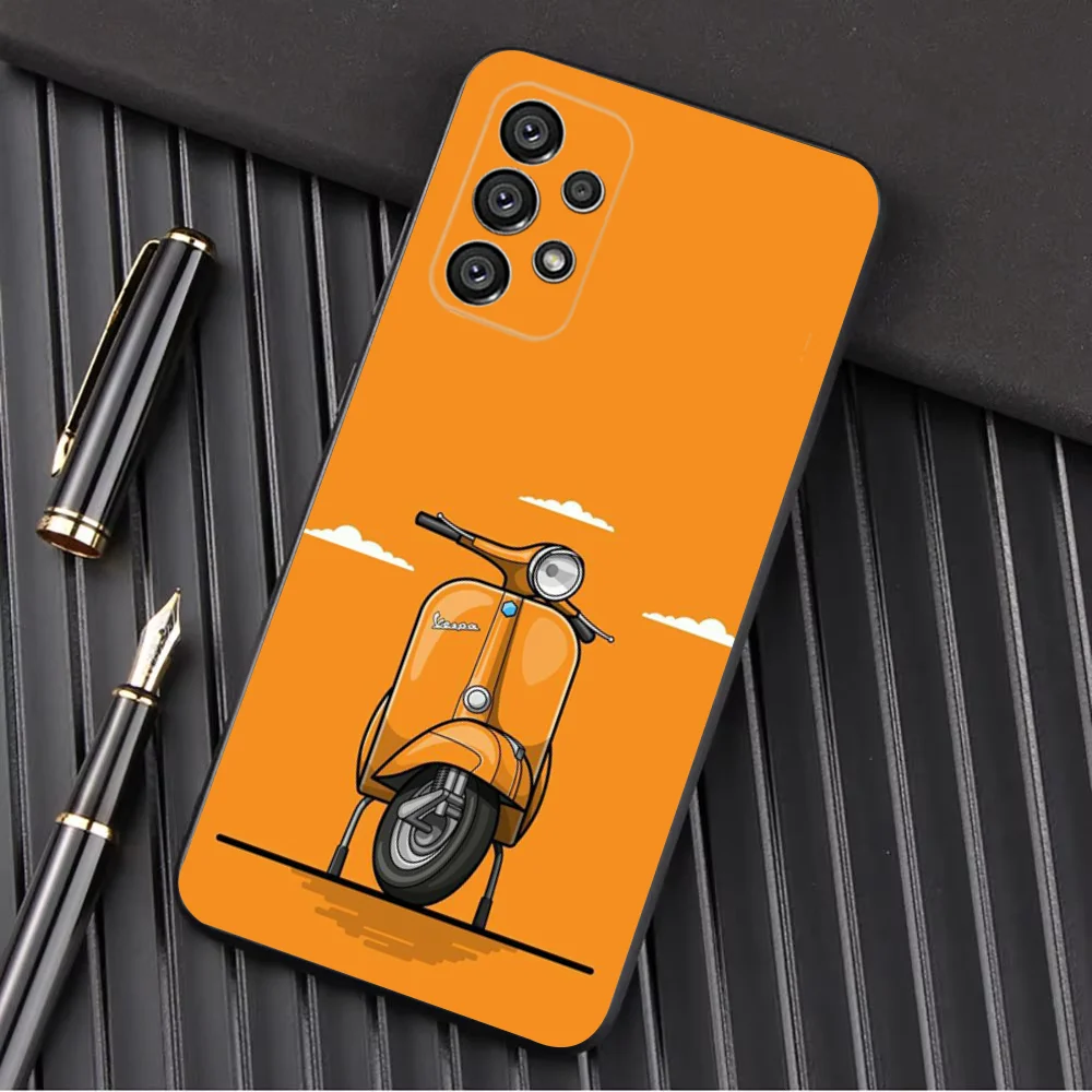 Чехол для телефона V-VespaS Scooter Samsung Galaxy A13 A21s A22 A31 A32 A52 A53 A71 A80 A91 Мягкий черный корпус