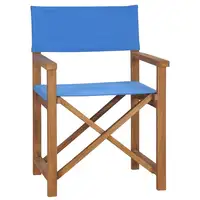 Patio Outdoor Director's Chair Deck Outside Porch Furniture Set Balcony Decor Solid Teak Wood Blue