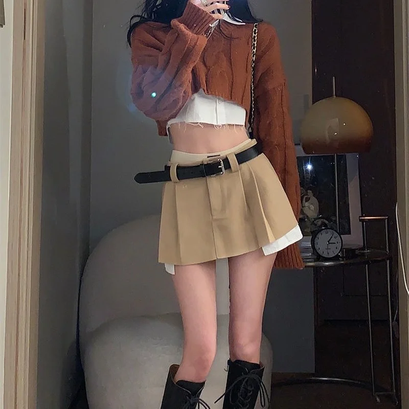 

2022 new Summer Vintage Irregular Micro Skirt Fashion Women Crop Patchwork Sexy High Waist Pleated Mini Skirt Stree twear
