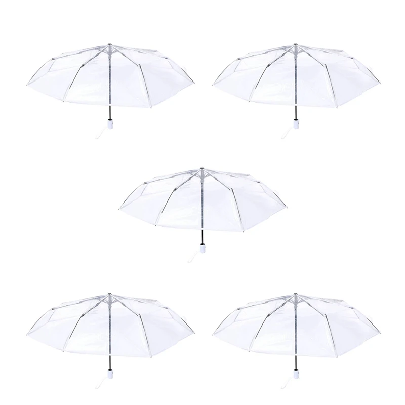 

Прозрачный зонт 5X, автоматический зонт от дождя, солнца, дождя, компактный складной ветрозащитный стильный прозрачный зонт, прозрачный и бе...