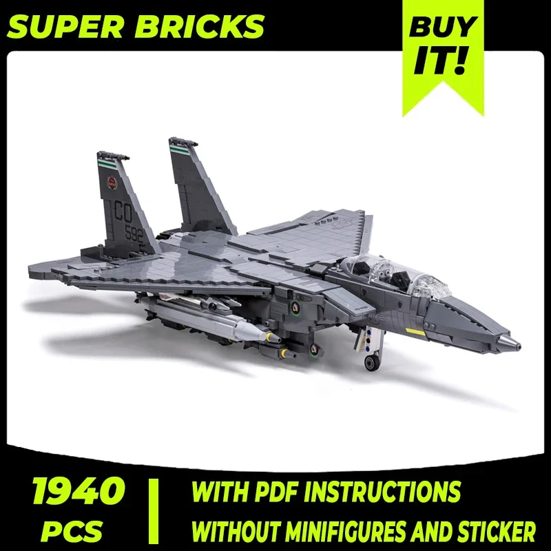 Модель военного самолета Moc строительные кирпичи F-15E Strike Eagle Fighter технологические