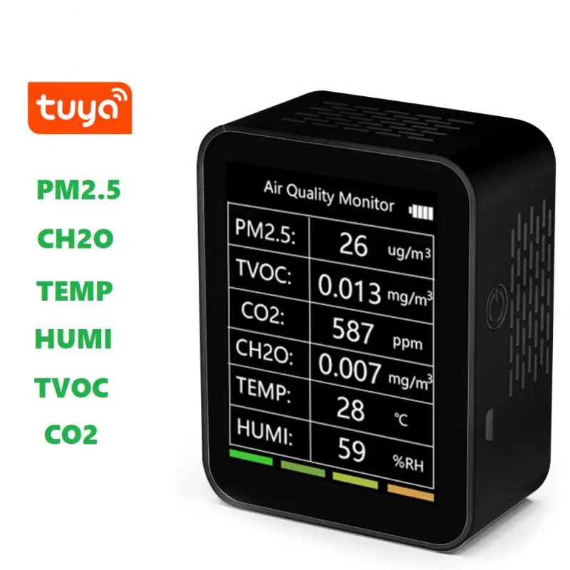 

Portable 6 In 1 Tuya Wifi Digital Display Infrared Carbon Dioxide Detector Air Quality Monitor Carbon Dioxide Sensor Monitor