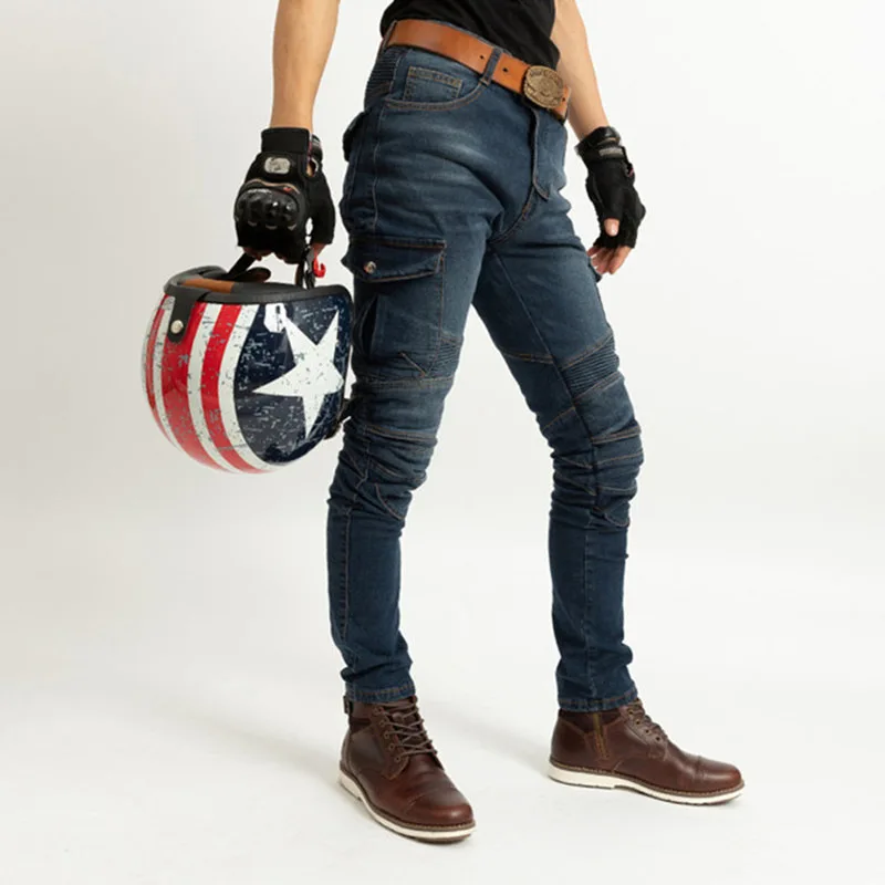 Jeans Men Riding Equipment Motorcycle Rider Straight Jeans Anti-fall Pants Cross-country Moto Biker Racing Full Length Trousers