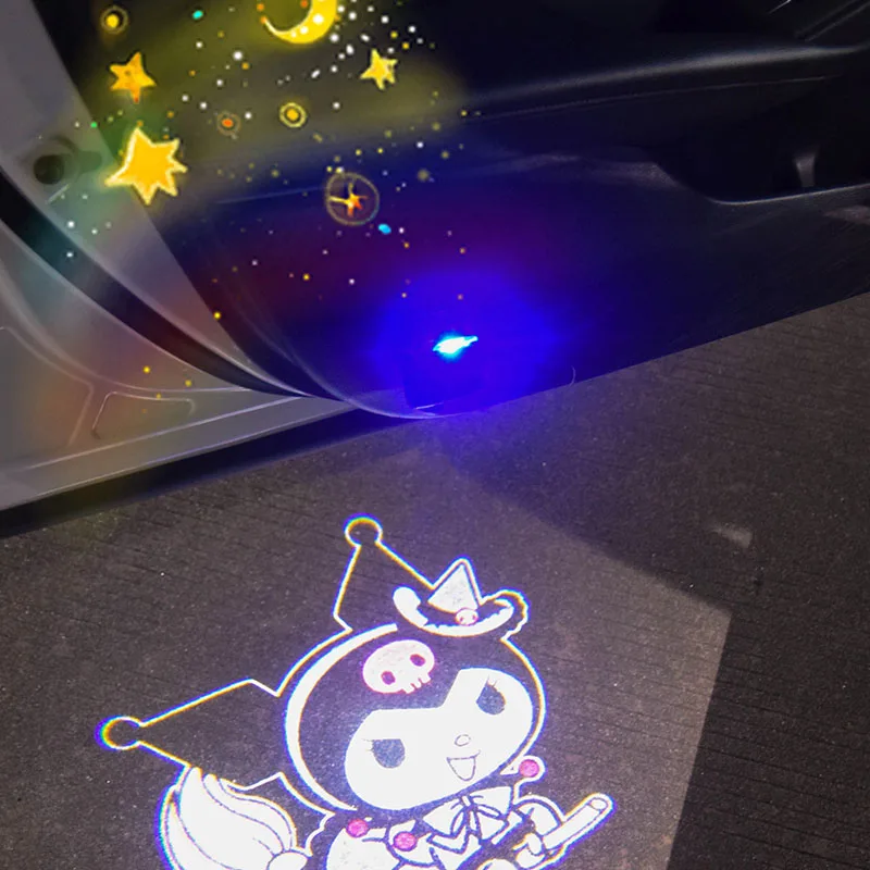 

Kawaii Sanrio Kuromi Cinnamoroll Cartoon Automatic Induction Welcome Lamp Door Light Car Universal Projection Atmosphere Light