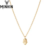 minhin hand gesture chain necklace bohe sunflower gold color pendant necklaces for women shiny round geometric choker jewelry