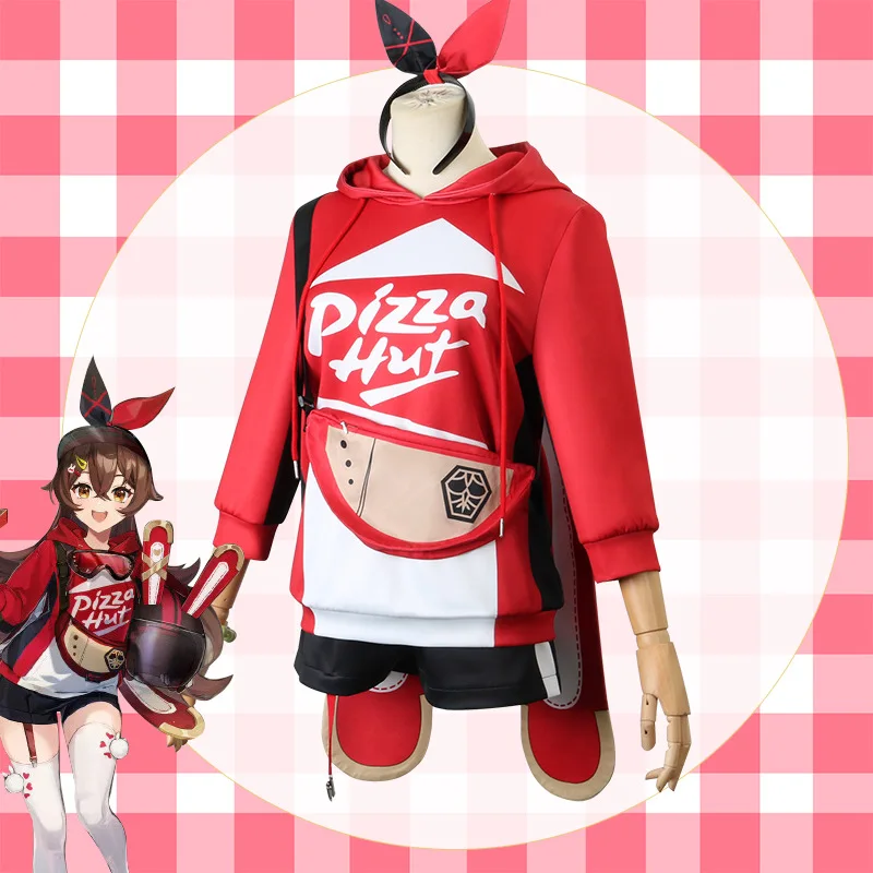 

Genshin Impact Amber Cosplay Costume Eula Dress Women's Pizza Waiter Uniform Sets Halloween Anime Clothing