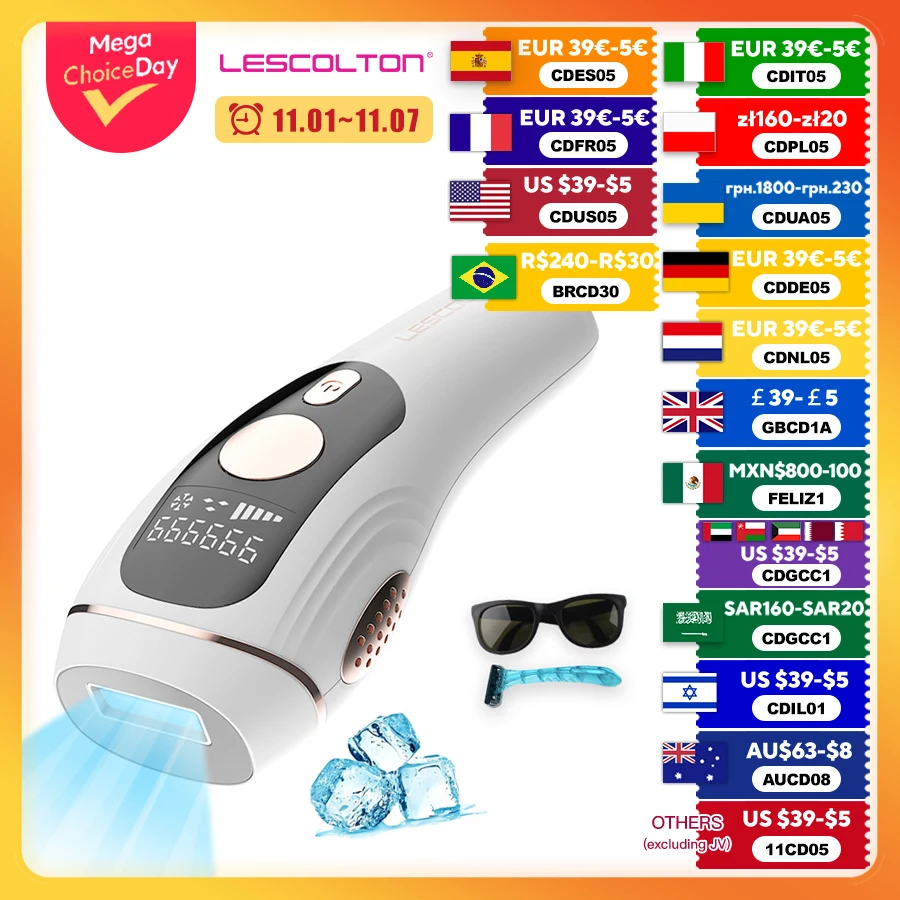 Лазерный эпилятор Lescolton для мужчин и женщин 999900 вспышек