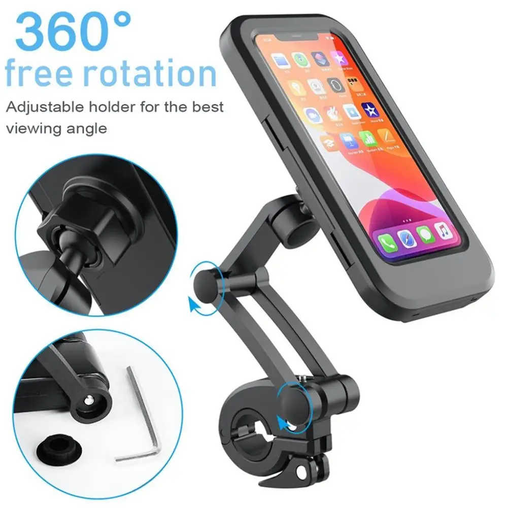 

Bicycle Motorcycle Phone Holder Ipx4 Waterproof Rainproof Phone Case Adjustable Cycling Navigation Bracket
