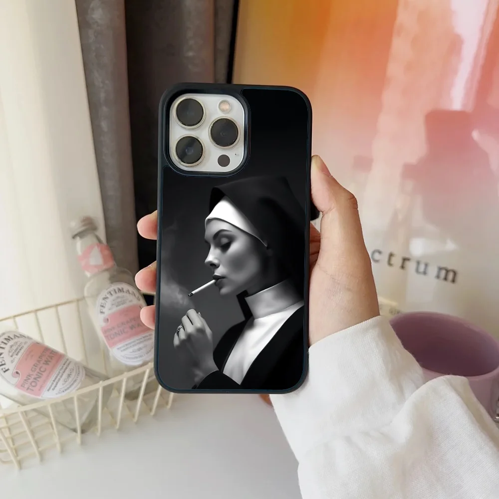 Чехол для телефона с рисунком курительной монахини IPhone 11 12 13 14 15 16 Plus Pro Max