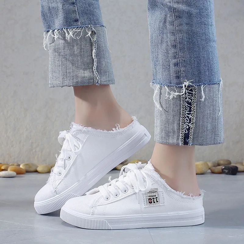 

New Spring Summer Women Canvas Shoes Flat Sneakers Women Casual Shoes Low Upper Lace Up White Shoes Zapatos Para Mujer