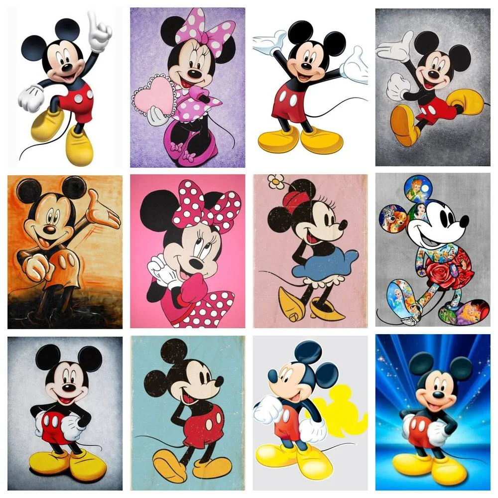 

Набор для алмазной вышивки «сделай сам» Disney, Набор для вышивки крестиком Микки Мауса, Микки и Минни, детский подарок ручной работы, украшение для стен дома
