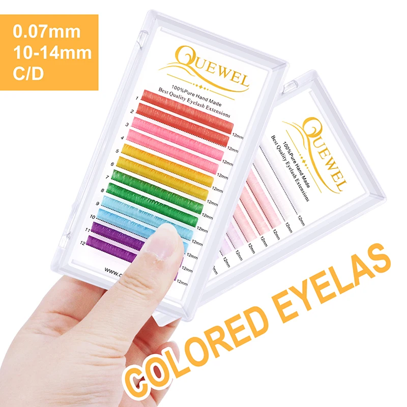 Цветные накладные ресницы красного розового оранжевого зеленого синего