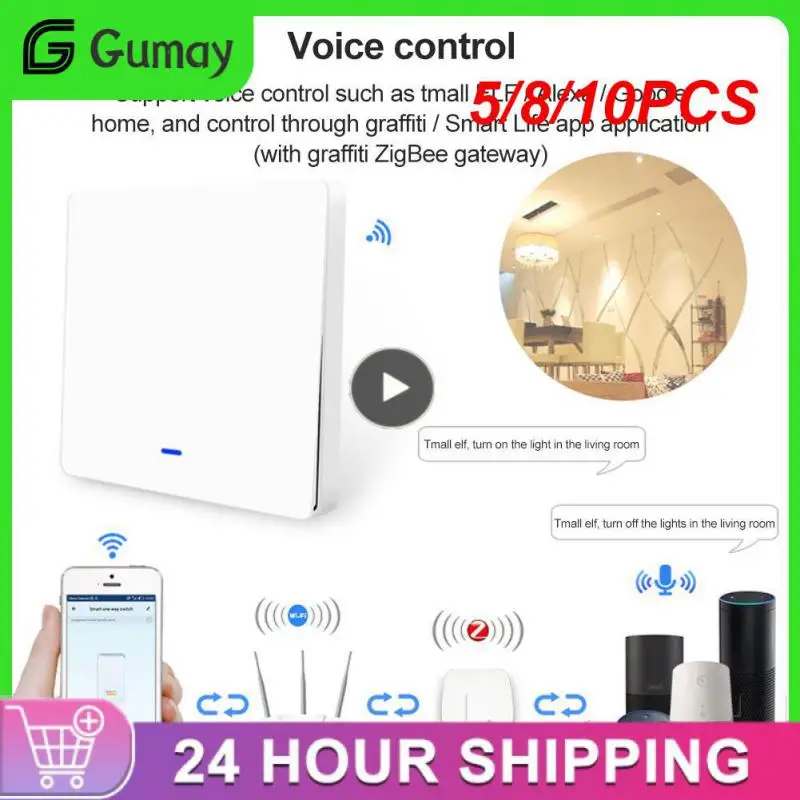 

5/8/10PCS Zero Fire Switch 10a Remote Control Eu 86 Type Switch Tuya 1/2/3 Way Zigbee Light Switch