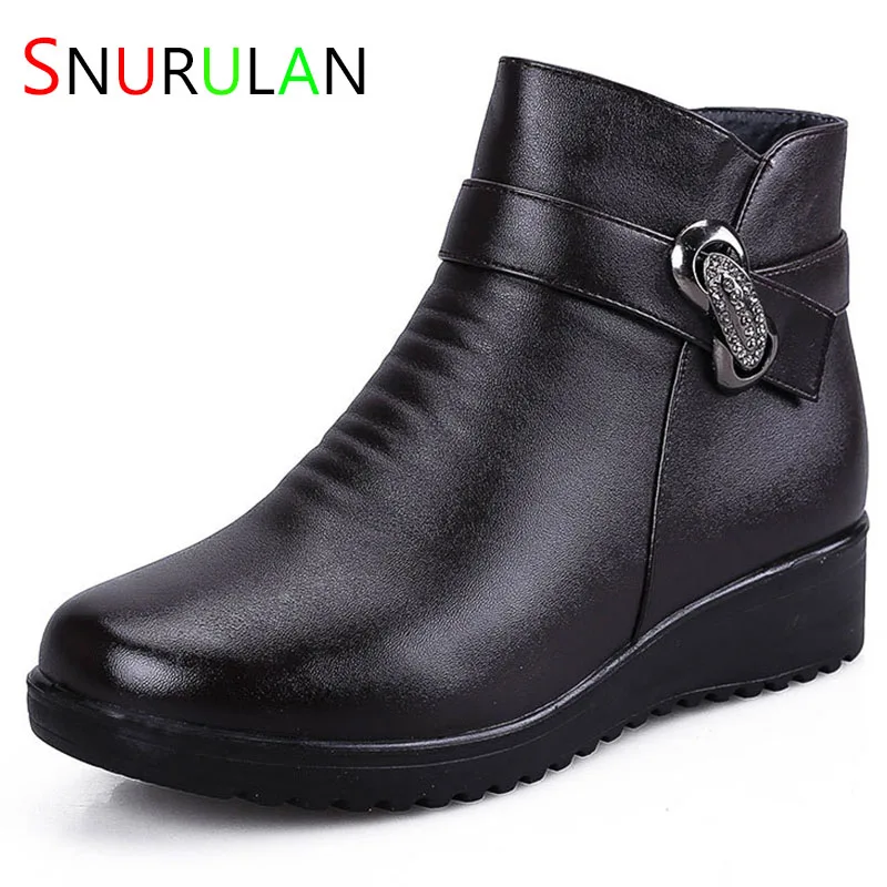 

2023 Fashion Winter Shoes women's genuine leather ankle Wedges boots Casual Comfortable Warm Woman Snow BootsE1613