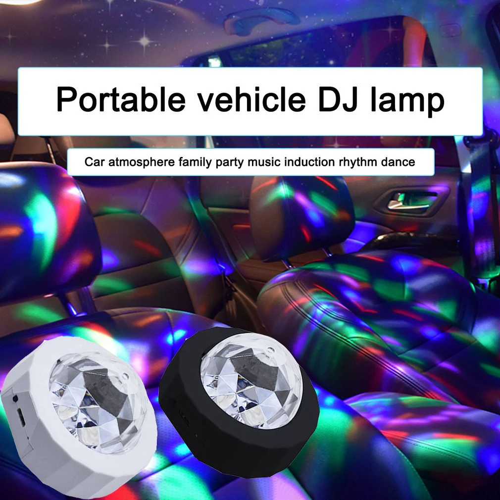 

Car Ambient Light USB Charging DJ Light RGB Colorful Voice Control Music LED Light Party Atmosphere Interior Dome Trunk Lamp