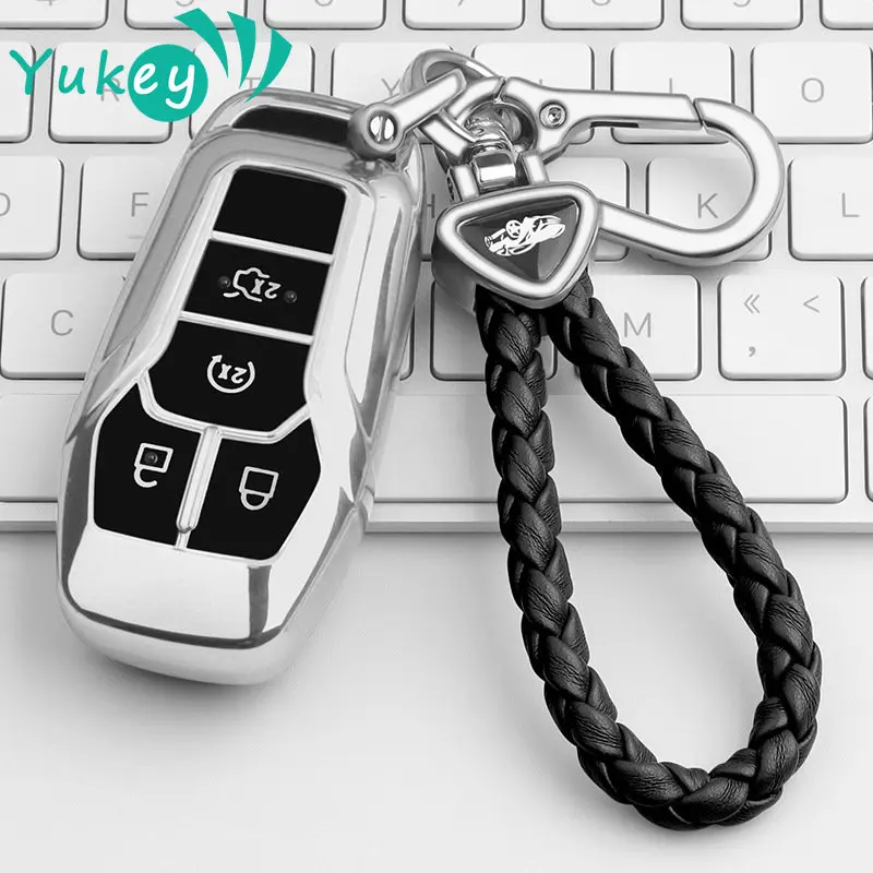 

Soft TPU Car Key Case Fob Cover for Ford Fusion Mondeo Mustang F-150 Explorer Edge 2015 - 2018 Protector Shell Fob Keychain