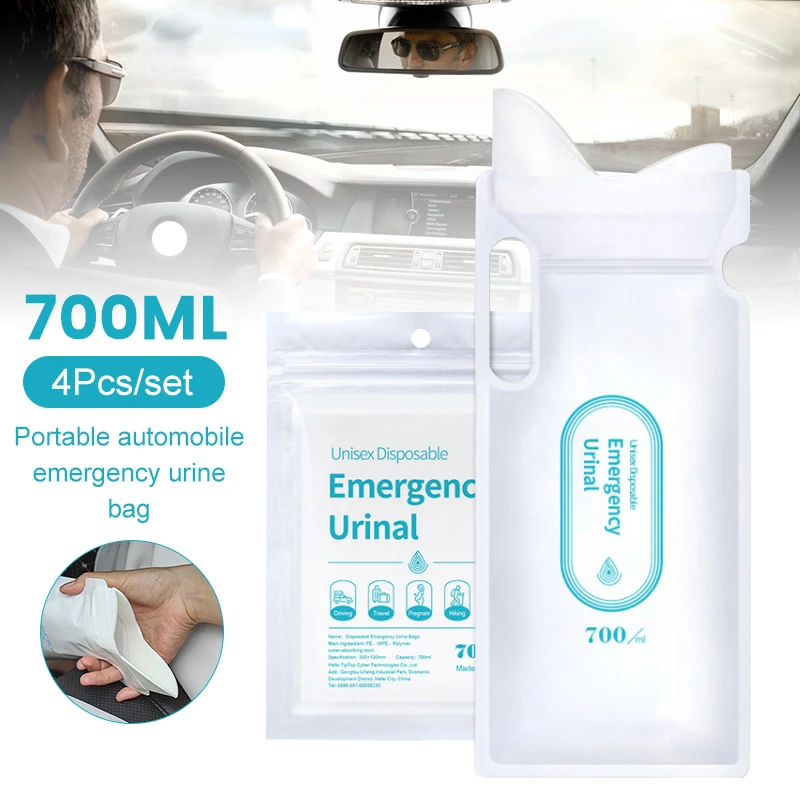 

4PCS 700ml Emergency Portable Car Urine Bag Vomit Bags Mini Mobile Toilets Handy Outdoor Camping Unisex Disposable Urinal Bag