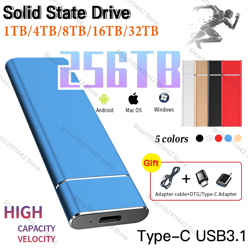 

USB3.1 256tb External Storage SSD 16TB Mobile Solid State Drive 8tb 2TB 500GB Portable hdd Hard Disk HDD For PC Mac Laptop ps5