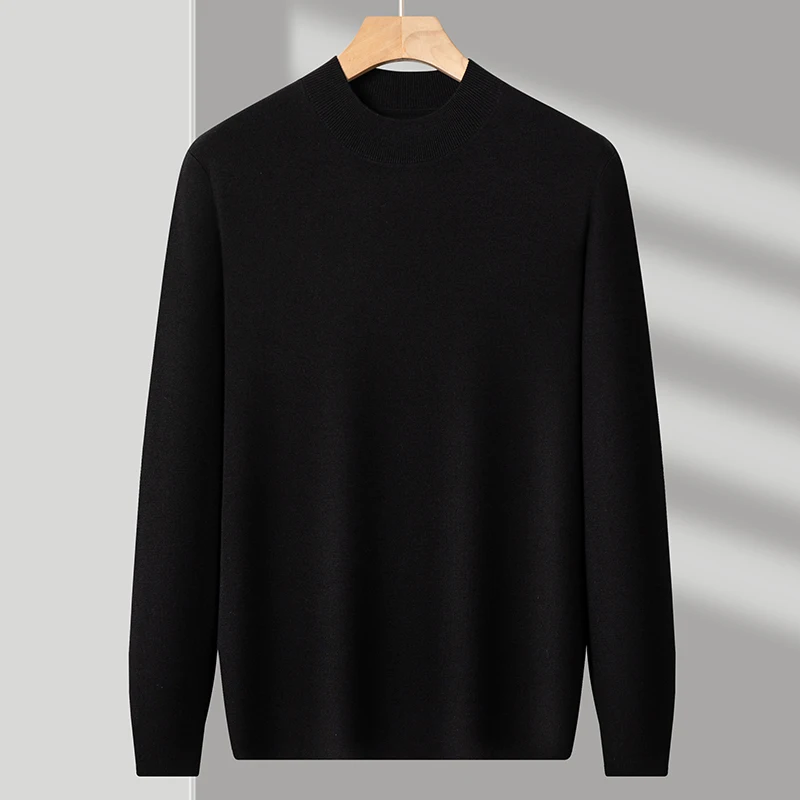 Мужские повседневные топы из овечьей шерсти с ложным воротником и длинным